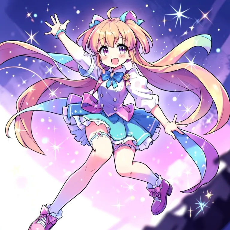 Anime AI image — magical girl, sparkles, dynamic pose