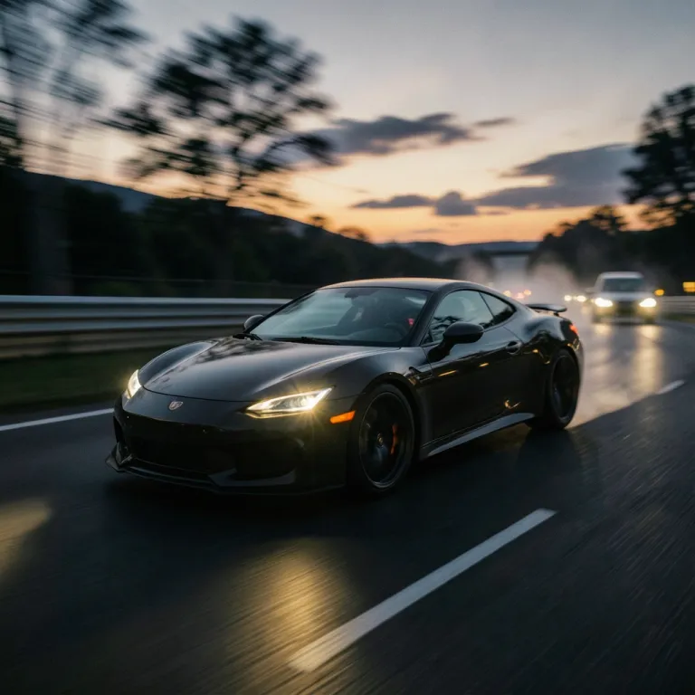 Cinematic AI image — car chase, motion blur, dusk