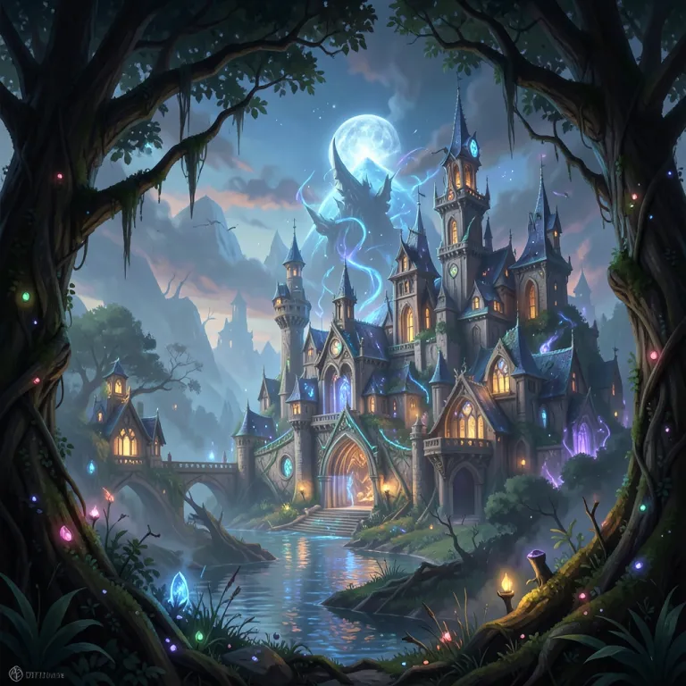 Fantasy AI image — elven city in the forest