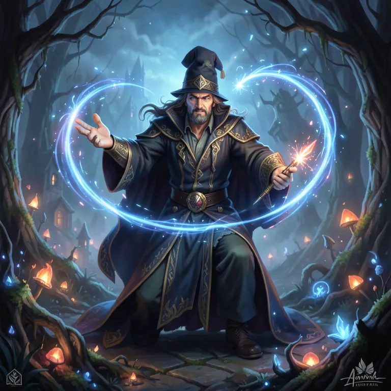 Fantasy AI image — wizard casting a glowing spell