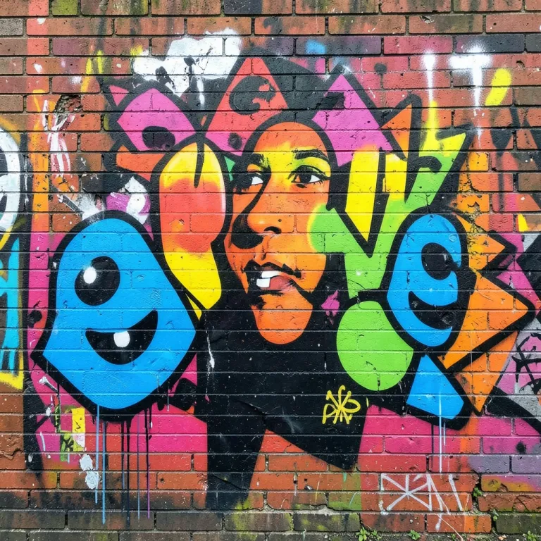Graffiti AI image — stencil street art, brick wall