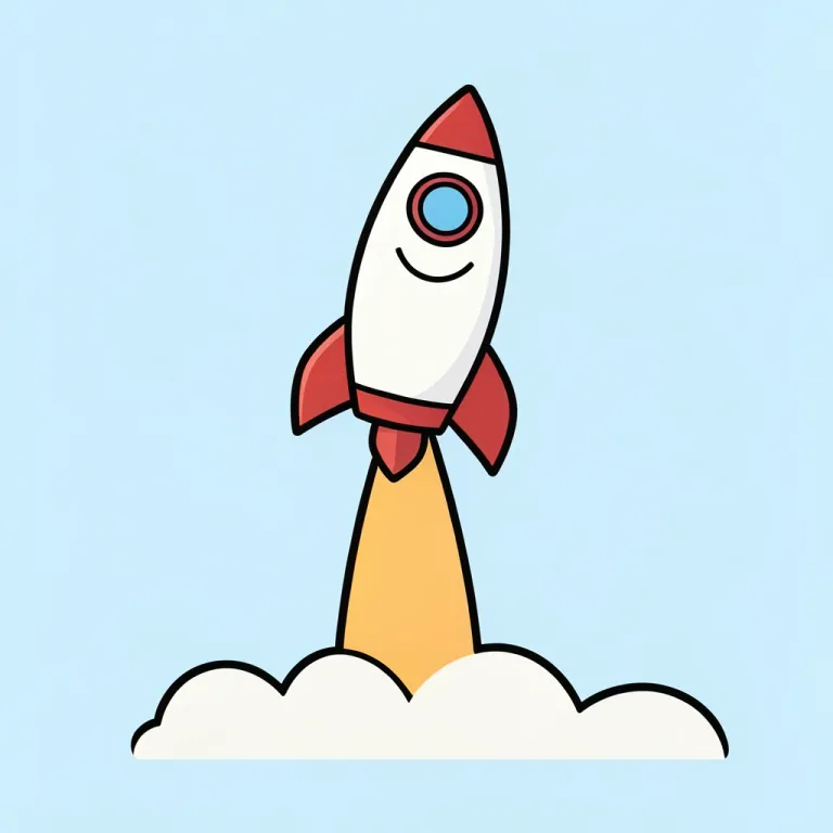 Illustration AI image — rocket launching, minimal