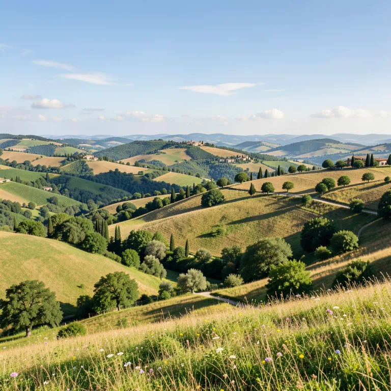 Landscape AI image — rolling Tuscan hills in summer