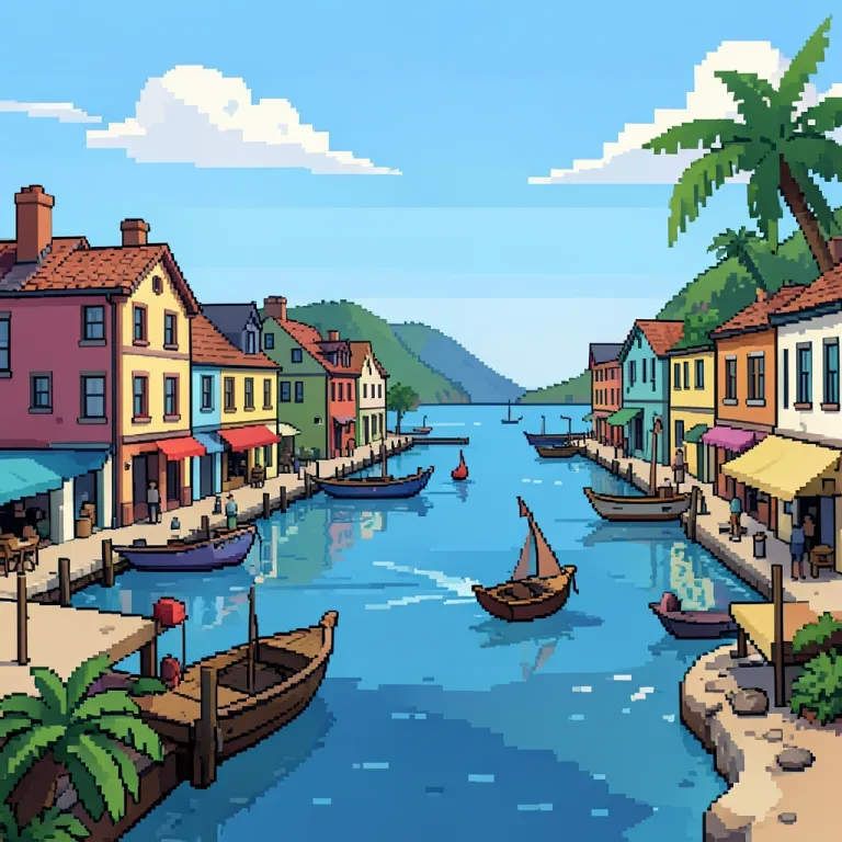 Pixel Art AI image — 8-bit seaside town