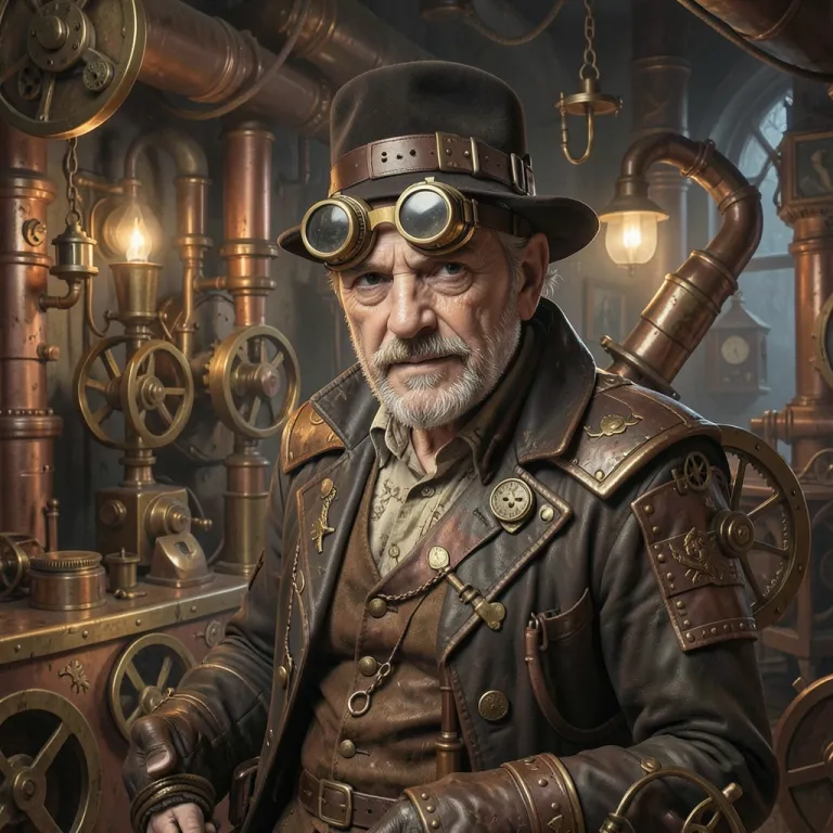 Steampunk AI image — steampunk inventor with goggles