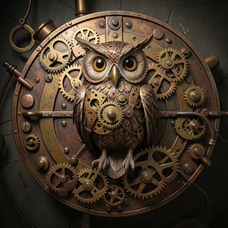 Steampunk AI image — clockwork owl, intricate gears