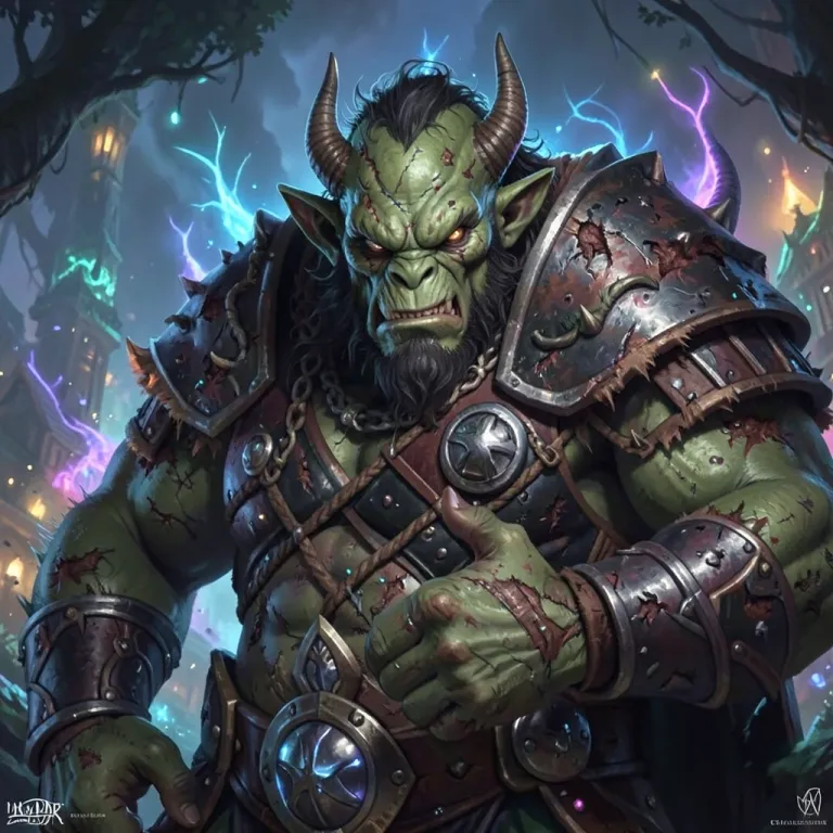 Character Art AI image — battle-scarred orc warlord, close-up
