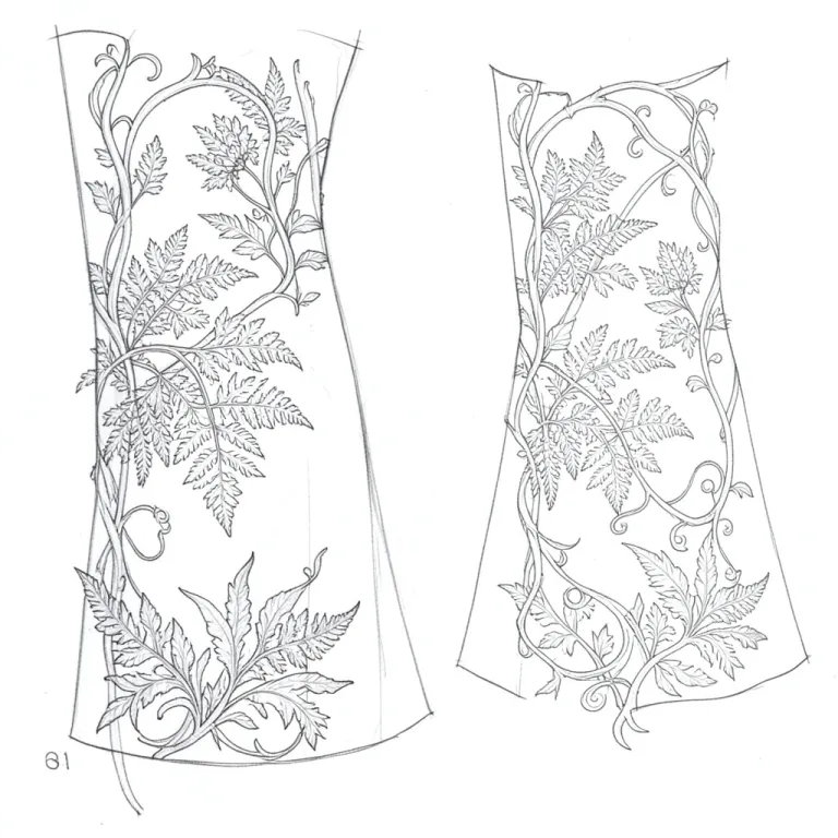 Tattoo Design AI image — botanical sleeve design, ferns and vines
