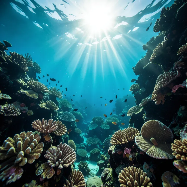 Wallpaper AI image — underwater coral reef, sunbeams