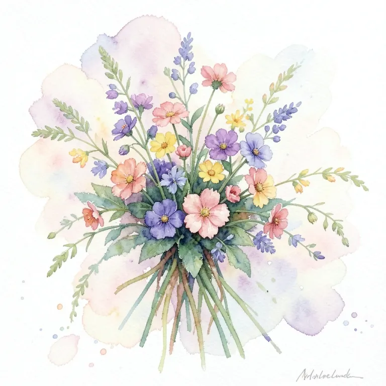 Watercolor AI image — bouquet of wildflowers